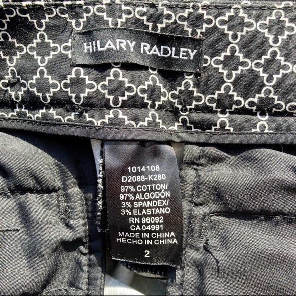 Hilary Radley Moroccan Print Capri Pants Black Size 2 - Picture 11 of 13